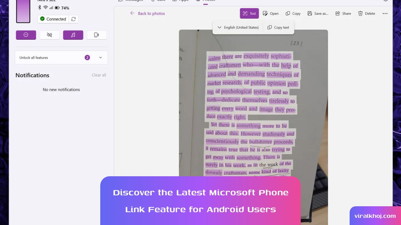 Microsoft Phone Link: New Text Extraction Feature for Android Users